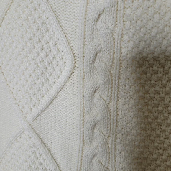 Talbots Petites Cable Knit Full Zip Vest Ivory Cream Jacket Cozy Classic Size PL - Picture 4 of 7